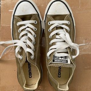 Olive green Converse All Stars low top, size 7